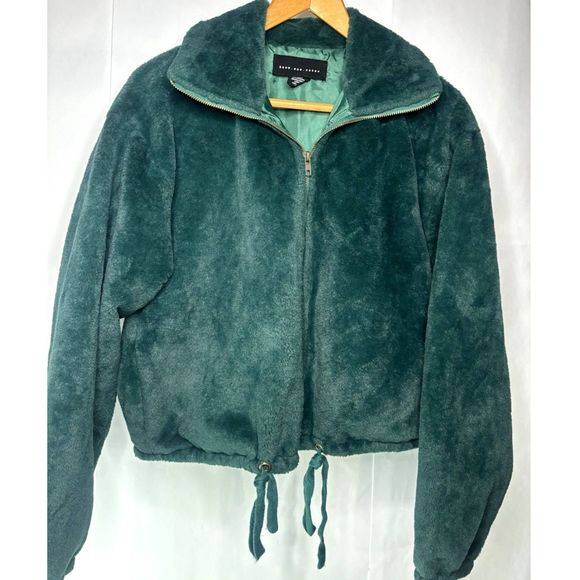 Victoria Secret Faux Fur Jacket Know One Cares Emerald Green Full Zipper - Picture 2 of 8